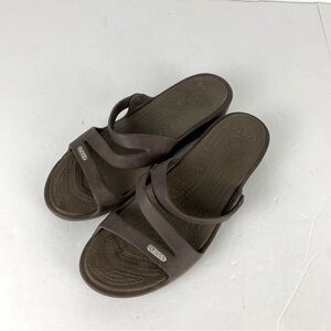 Crocs Patricia Women’s Wedge Brown Sandals Slip on slides Gardening Size 8